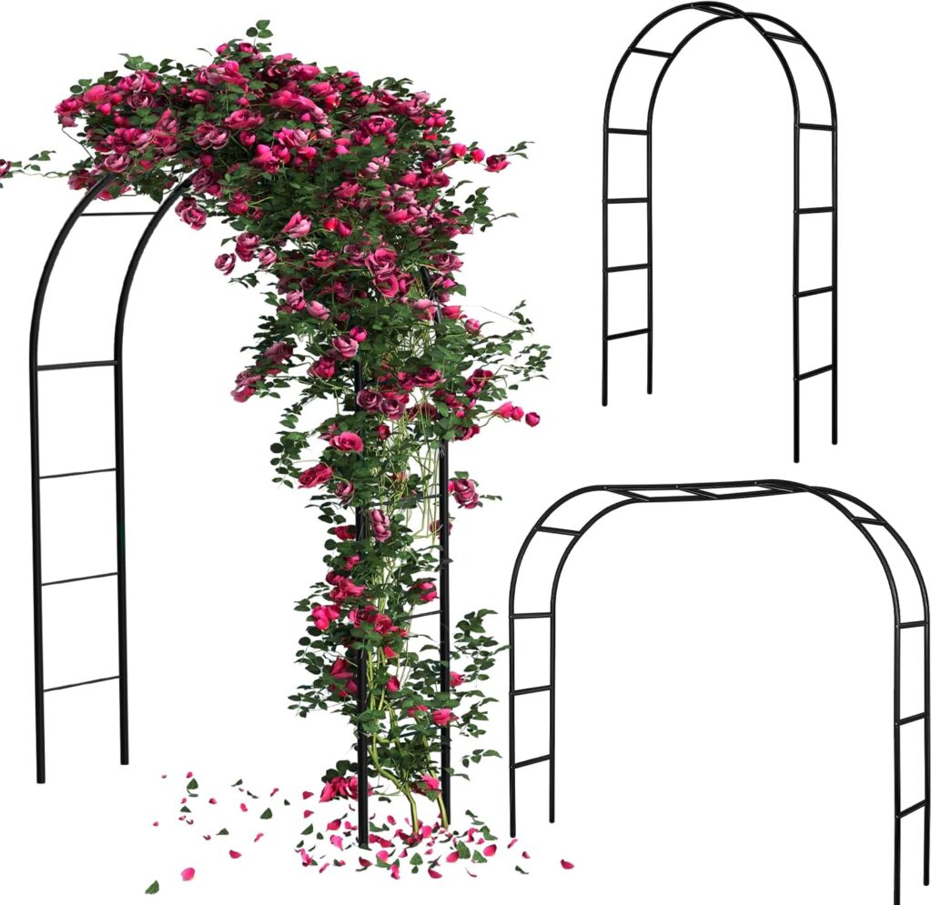 3 Pcs Metal Garden Arch Wedding Arches Metal Pergola Arbor 7.9 Ft, Two Way Assemble, Durable Wedding Trellis Archway for Climbing Plants Outdoor Bridal Party Decoration (Black)