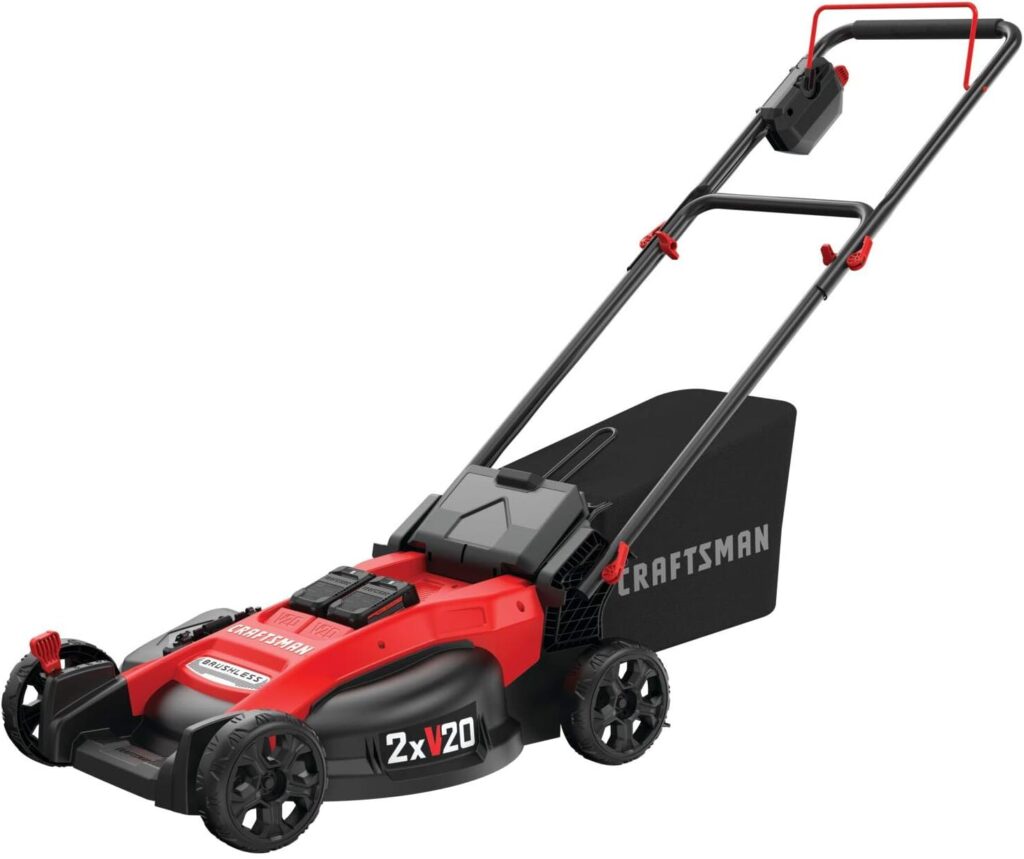 CRAFTSMAN V20 Lawn Mower, Push Mower, Lightweight and Portable, Grass Bag, Battery and Charger Included (CMCMW220P2)