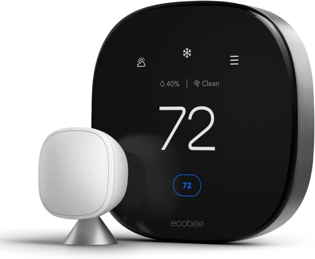 ecobee New Smart Thermostat Premium with Smart Sensor and Air Quality Monitor - Programmable Wifi Thermostat - Works with Siri, Alexa, Google Assistant