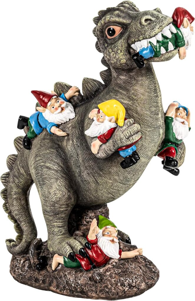 Garden Gnomes Statues Yard Decorations Outdoor Garden Decor, 14” Dinosaur Gnomes Garden Statues, Patio, Lawn Ornament, Gifts for Women, Mom for Mothers Day