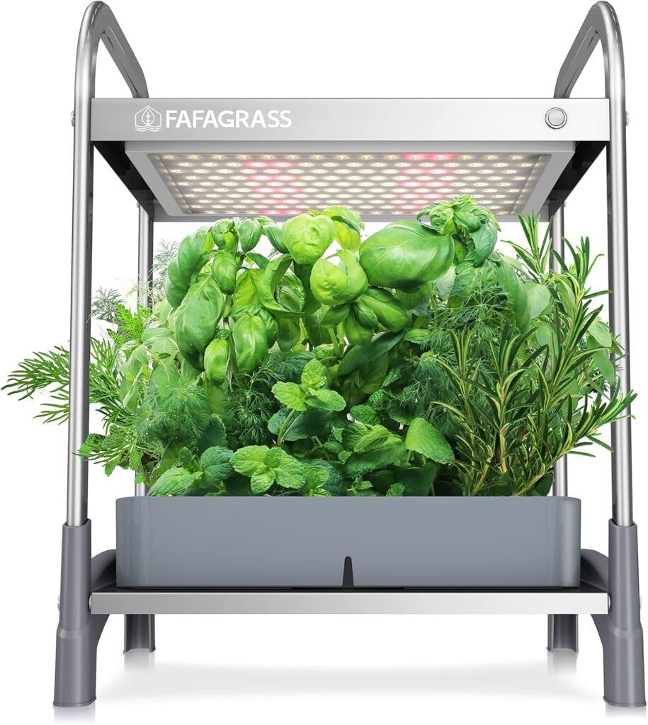 Hydroponics Growing System 12 Pods Stackable Indoor Garden with 6L Removable Tank, Hydroponic Garden with Aeration Pump, 17’’ Height Smart Indoor Herb Garden with Grow Light for Kitchen