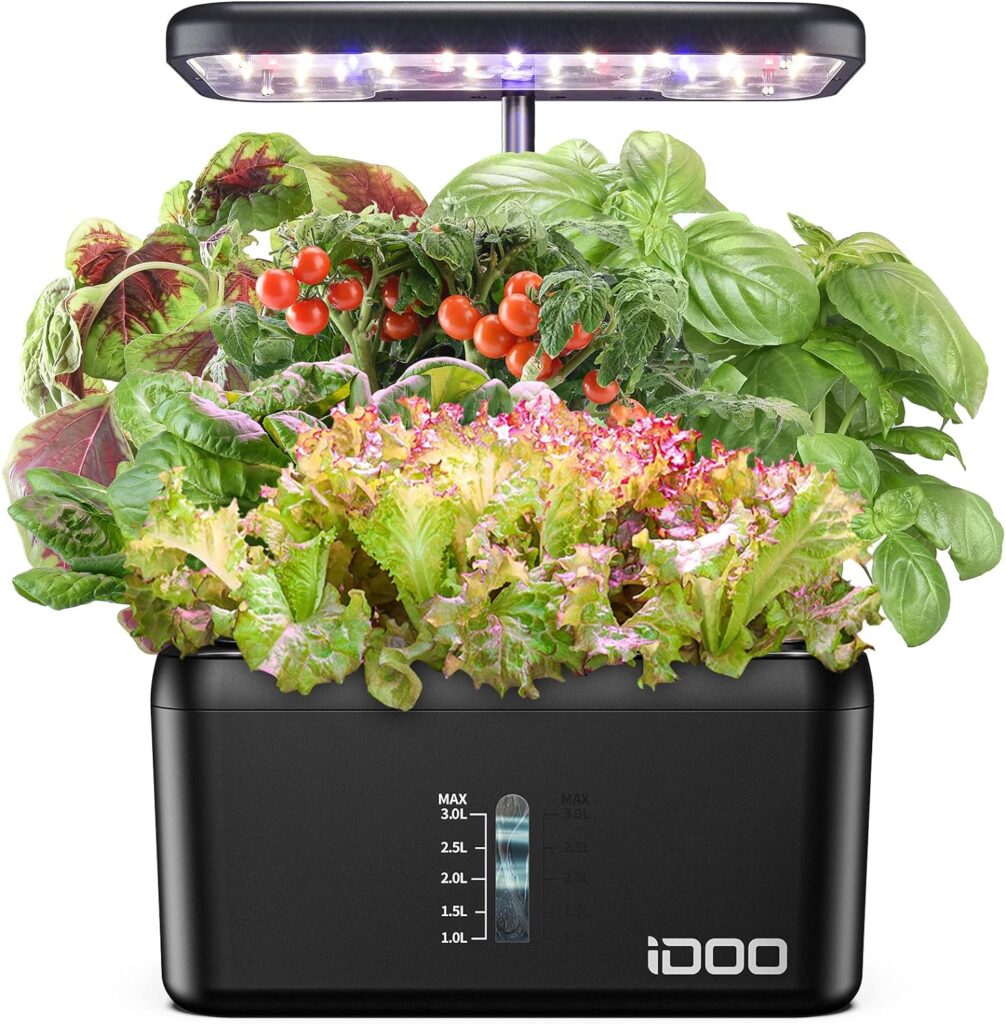 iDOO Hydroponics Growing System Kit, Fathers Day Dad Gifts, 8Pods Herb Garden Plants Indoor for Home Kitchen, Gifts for Mom Vegetarian, Hydroponic with LED Grow Light, Up to 15, Auto-Pump, Auto-Timer