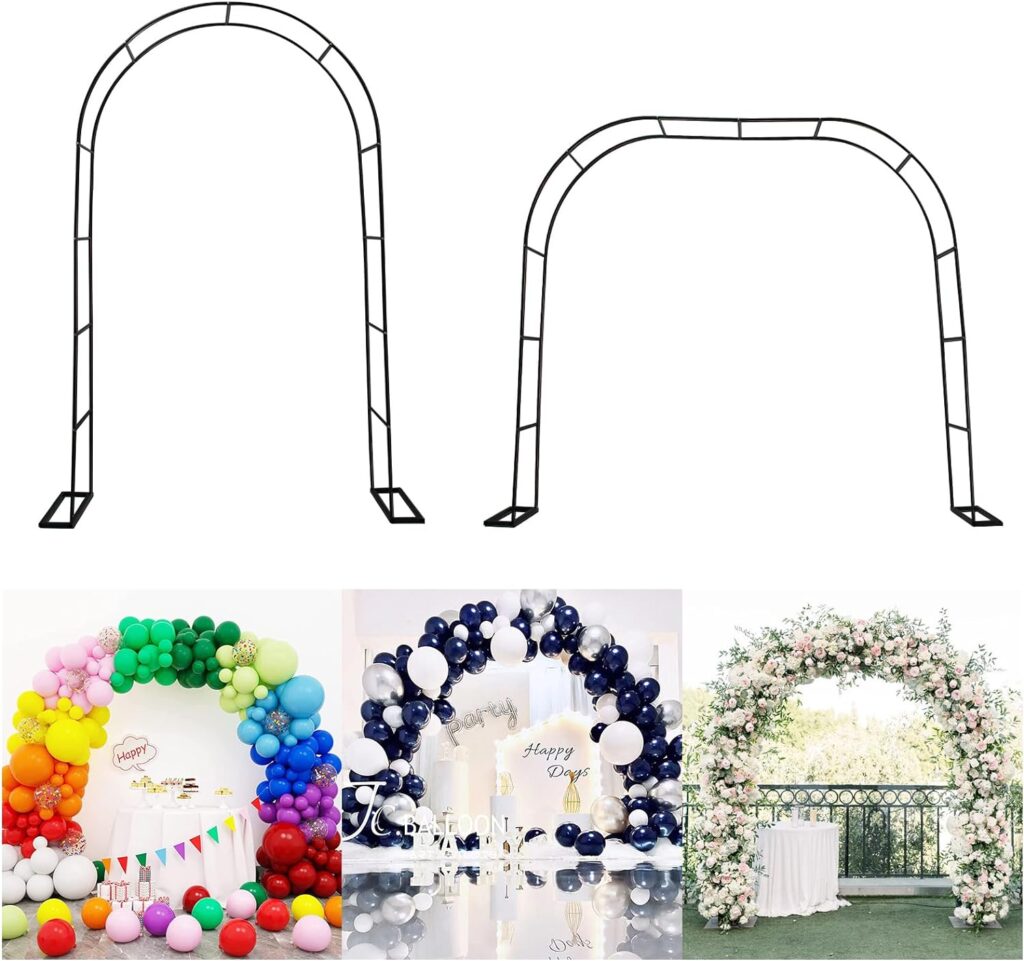 Metal Garden Arbor, Outdoor Wedding Arches for Ceremony, 7.9 Feet High x 4.6 Feet Wide, Assemble Easily 3 Sizes, Black Garden Arch Trellis Indoor Garden Arches for Party Decoration Wide Arbor