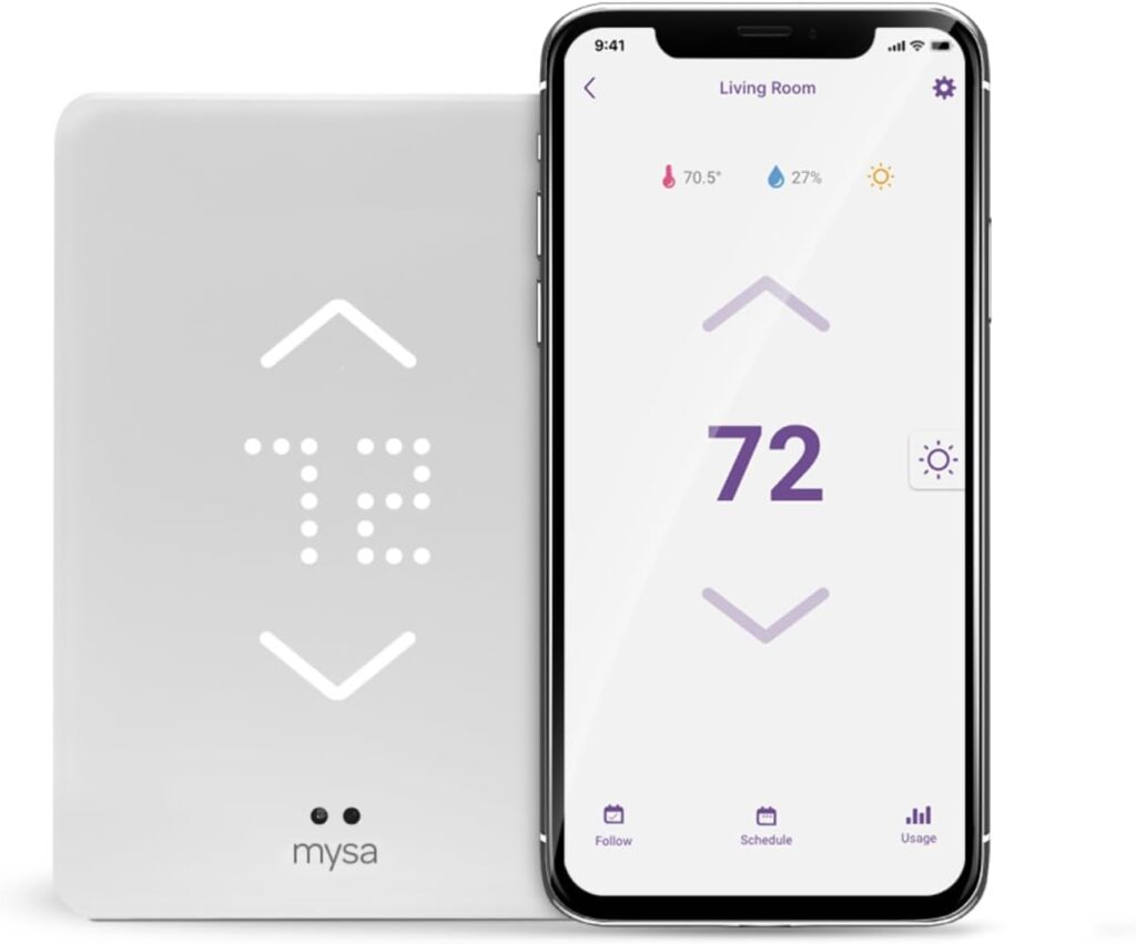 Mysa Smart Thermostat for Electric Baseboard Heaters 240V | Easy Install | Use w/HomeKit, Alexa, Google | Wi-Fi Programmable | Remote Control with Free App | Temp.  Humidity Alerts