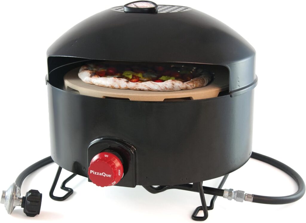 PizzaQue, Portable Outdoor Pizza Oven, Heats Up To 700°F Cooks Pizza In 6 Minutes, 14” ThermaBond Stone, Restaurant Style Pizza Anywhere