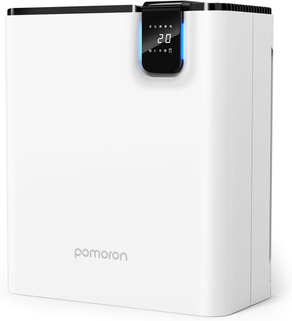 POMORON Air Purifiers for Home Large Room Up to 1076Ft² with Air Quality SensorAuto Mode, UV Light, Efficient HEPA Air Purifiers Filter 99.97% of Pollen Allergies Smoke Pet Dander for Bedroom, White