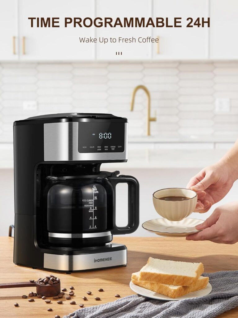 Programmable Drip Coffee Maker 12 Cup, Coffee Machine with Iced Coffee Function, Touch Screen, Regular  Strong Brew, Coffee Pot for Home and Office, Auto Shut-Off Function