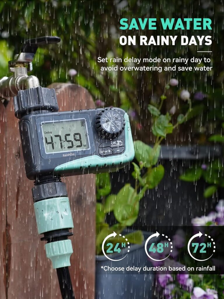 RAINPOINT Sprinkler Timer, 1 Zone and 2 Zone,Programmable Garden Outdoor Hose Feature Timer with Rain Delay/Manual/Automatic Watering System,Waterproof Digital Irrigation Timer System for Lawns Pool