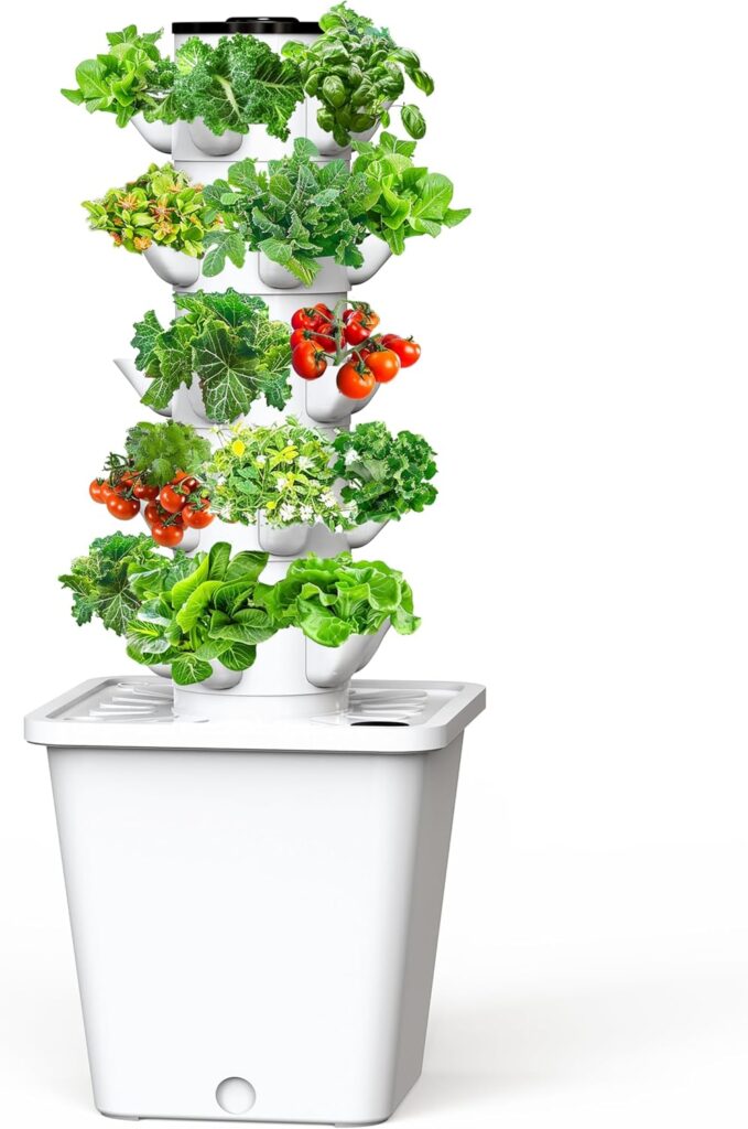 Sjzx Hydroponic Growing System(No Seedlings Included) | 25-Pod Hydroponic System | Outdoor Indoor Vertical Garden | Home Gardening System for Indoor Herbs and Vegetables | BPA-Free