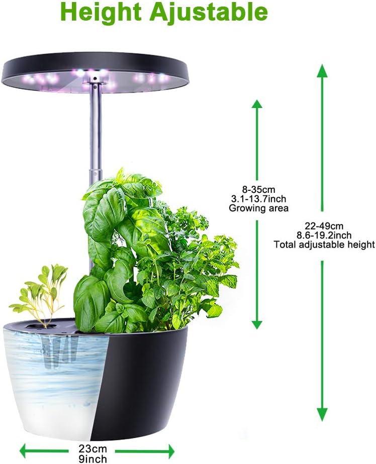 Smart Garden, Hydroponics Growing System with LED Grow Light, Indoor Herb Garden Starter Kit for Beginners, Black, 4 Pots