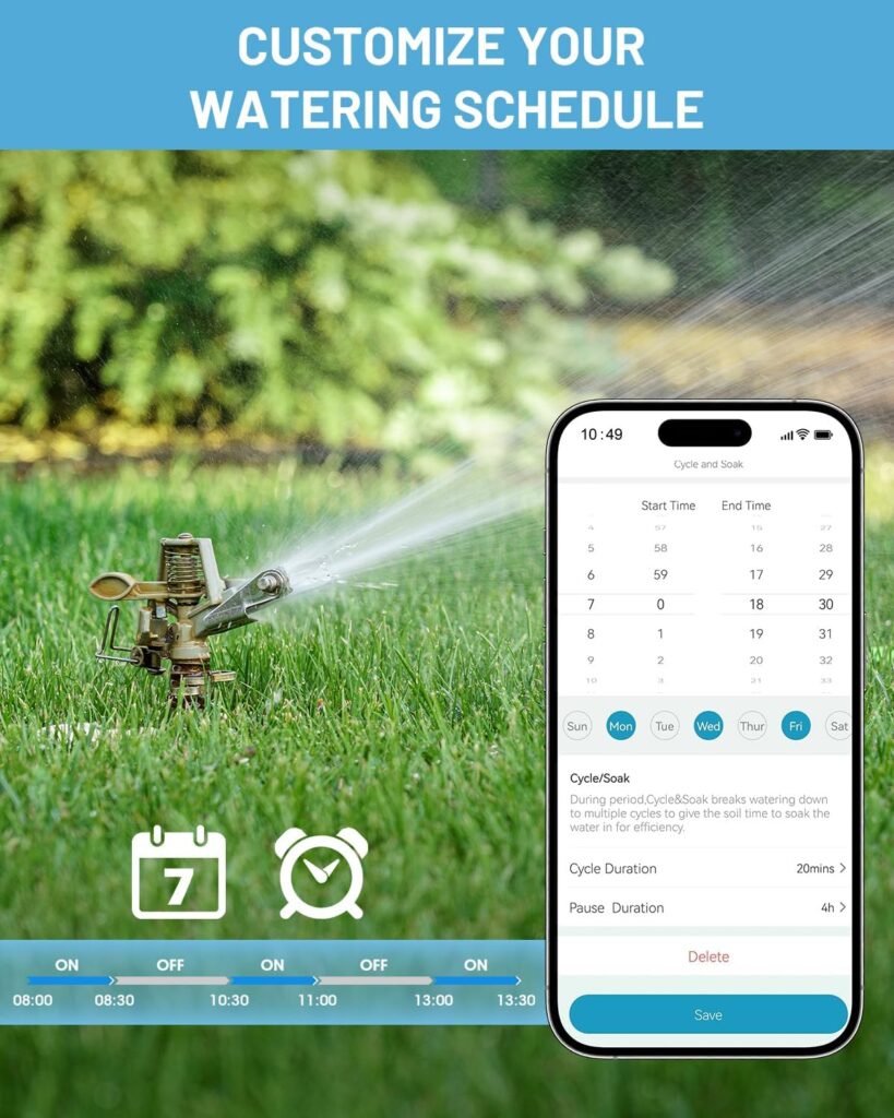 WiFi Sprinkler Timer with Brass Inlet  Outlet, WiFi Water Timer for Garden Hose, Hose Timer with WiFi Hub, APP  Voice Control, Smart Watering timer for Lawns and Yard Compatible with Alexa Google