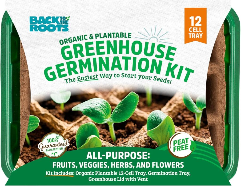 Back to the Roots 12-Cell Greenhouse Germination Kit | includes Biodegradable Pots  Vented Greenhouse Lid | Made from 75% recycled plastic