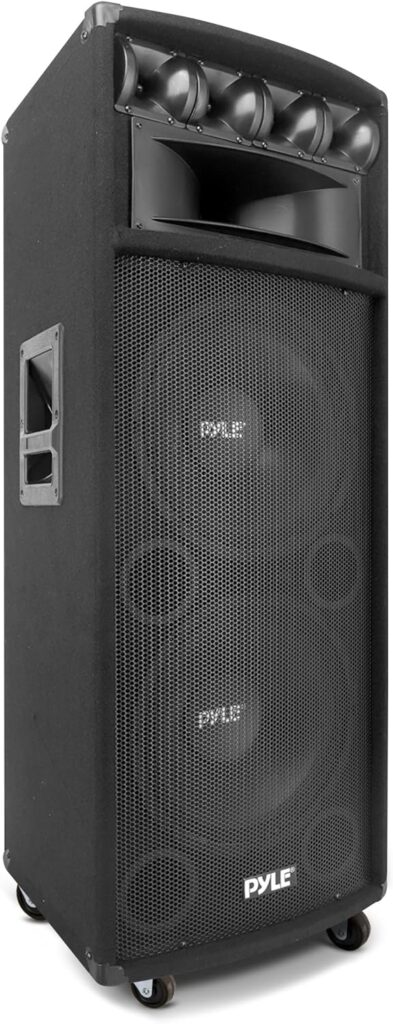 Pyle Portable Cabinet PA Speaker System - 1600 Watt Outdoor Stereo Sound Speakers w/ Dual 12 Woofers, 3.4 Piezo Tweeters, 5x12 Super Horn Midrange, Crossover Network