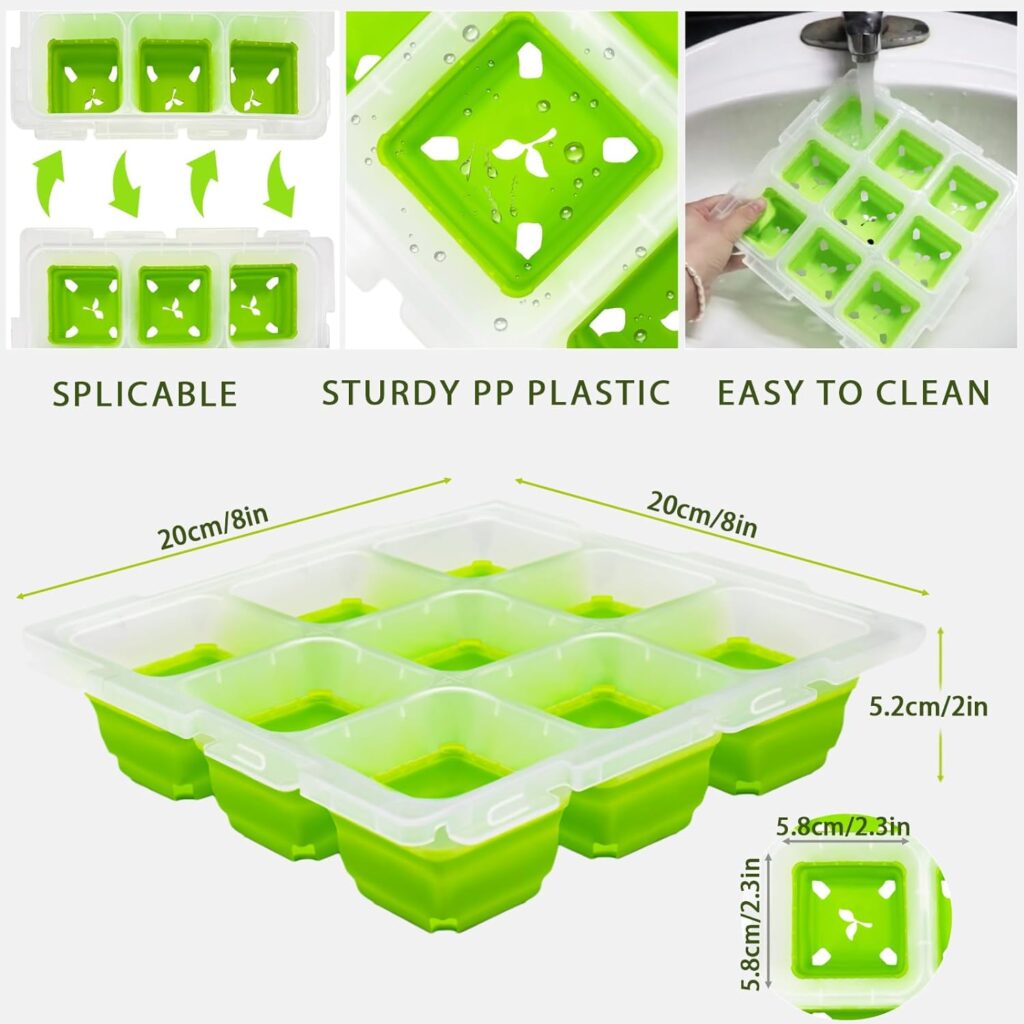 Seed Starter Tray, 2Pcs Seed Starter Kit with Flexible Pop-Out Cell | 9 Large Cells | Reusable  Dishwasher Safe Seed Starting Kit Indoor Plant Germination Trays (Drip Tray Not Included)