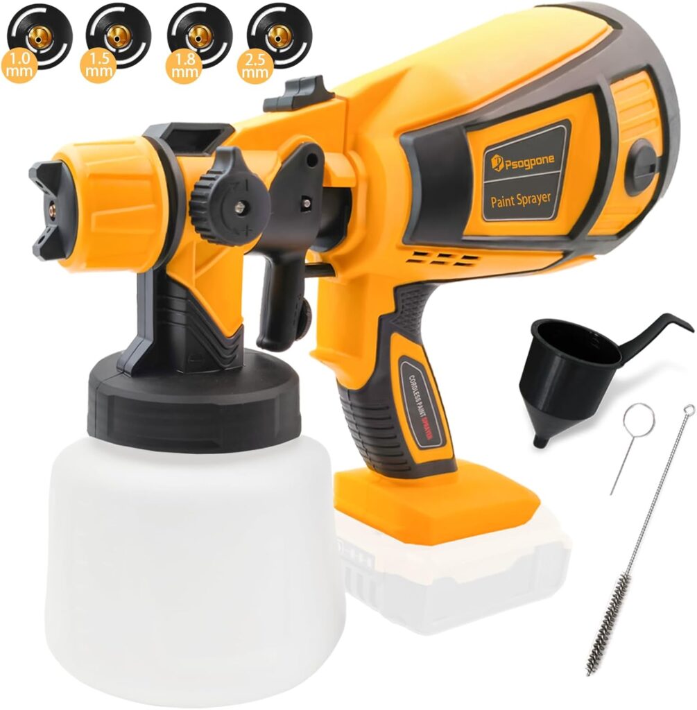 Cordless Paint Sprayer for DEWALT 20V Battery 30000RPM HVLP Spray Paint Gun with 4 Nozzles  3 Patterns for Painting Cabinets Furniture Home Interior and Exterior (Tool Only)