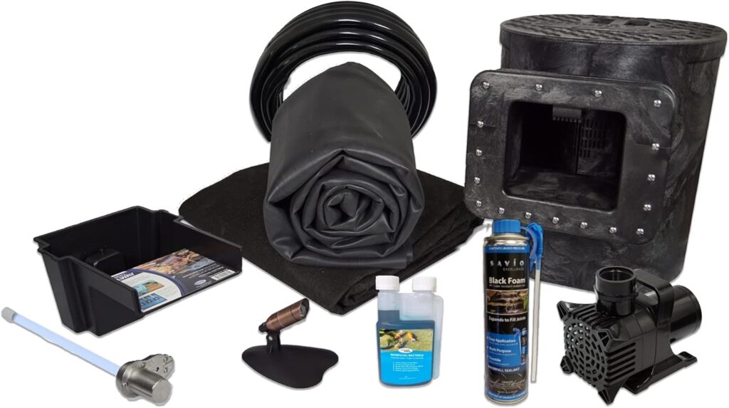 HALF OFF PONDS Savio Select 1200 Water Garden and Pond Kit with 28-Watt High Output UVinex Clarifier and 15 Foot x 15 Foot EPDM Rubber Liner - X8SUV0