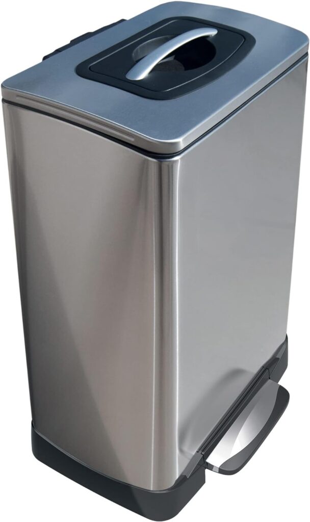 Household Essentials Trash Krusher Manual Trash Compactor, 40 L, Stainless Steel