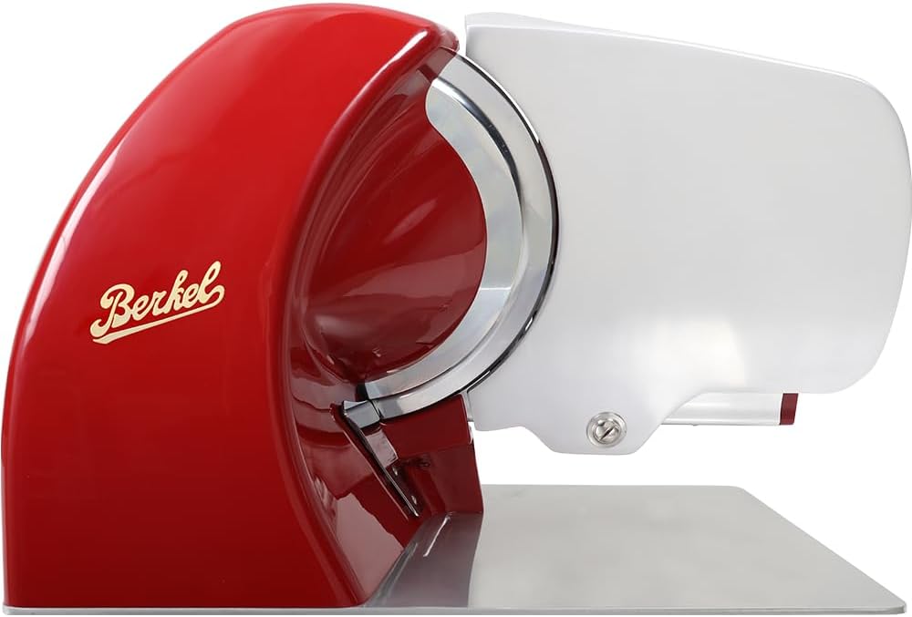 Berkel Home Line 250 Food Slicer - Red | 10 Blade | Compact Meat Slicer for Prosciutto, Cold Cuts, Cheese, Fruits and Veggies | Stylish Kitchen Appliance for Home | Designed in Italy