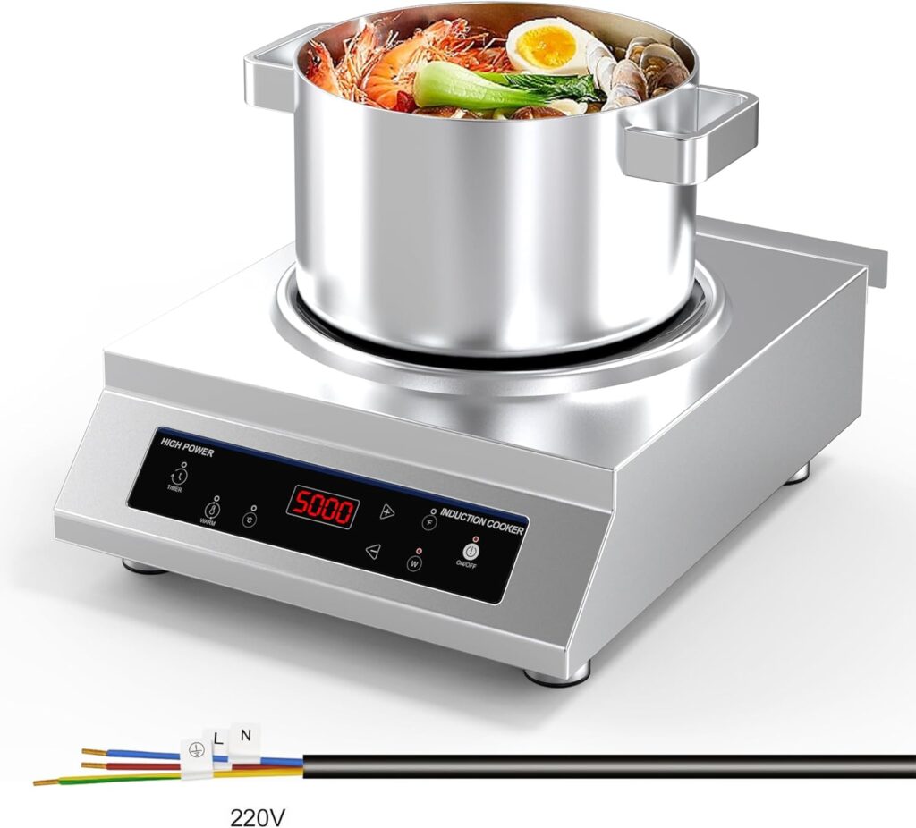 Commercial Induction Cooktop,Professional Induction Cooktop, 5000W Hot Plate with LCD Touch Control 4 Hours Timer, 16 Power Levels,Auto-Shut-Off,Induction Stove Top 220-240V