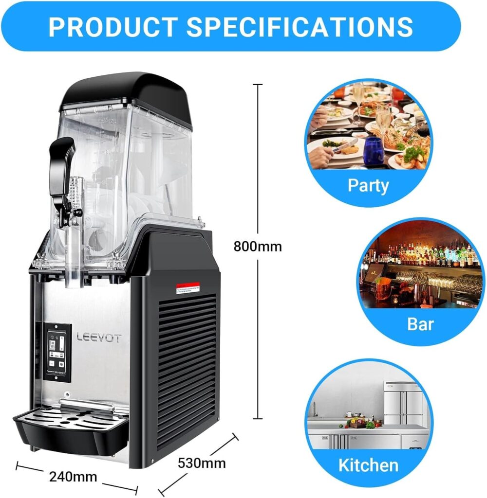 Commercial Slushy Machine 2 x 3.2 Gallons Tank Margarita Frozen drink Machine,890W 110V Commercial Margarita Slushie Machine Electric Icee Smoothie machine for Frozen Beverage Daiquiri Wine