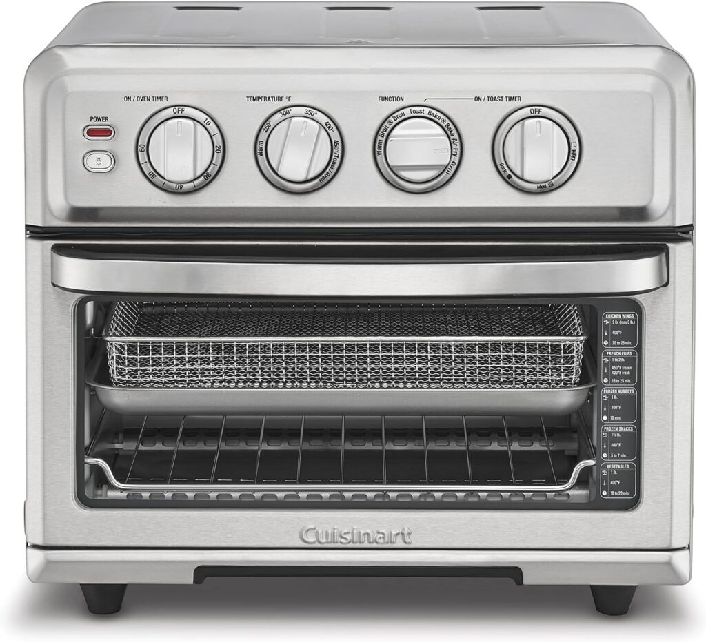 Cuisinart Air Fryer + Convection Toaster Oven, 8-1 Oven with Bake, Grill, Broil  Warm Options, Stainless Steel, TOA-70