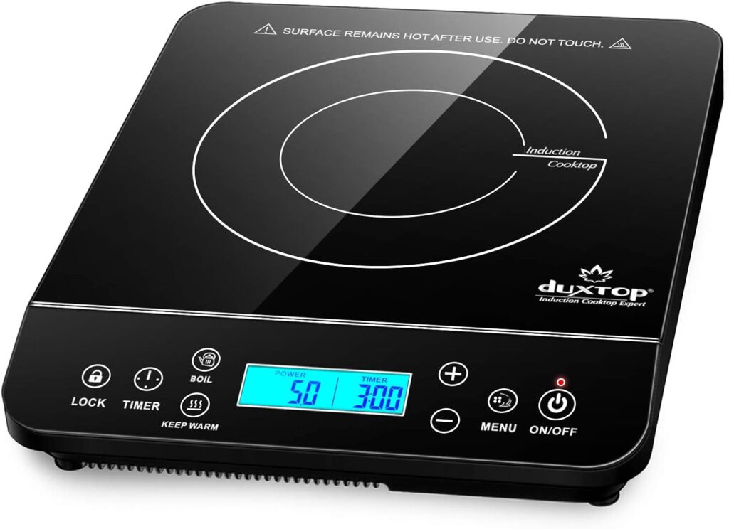 Duxtop Portable Induction Cooktop, Countertop Burner Induction Hot Plate with LCD Sensor Touch 1800 Watts, Black 9610LS BT-200DZ