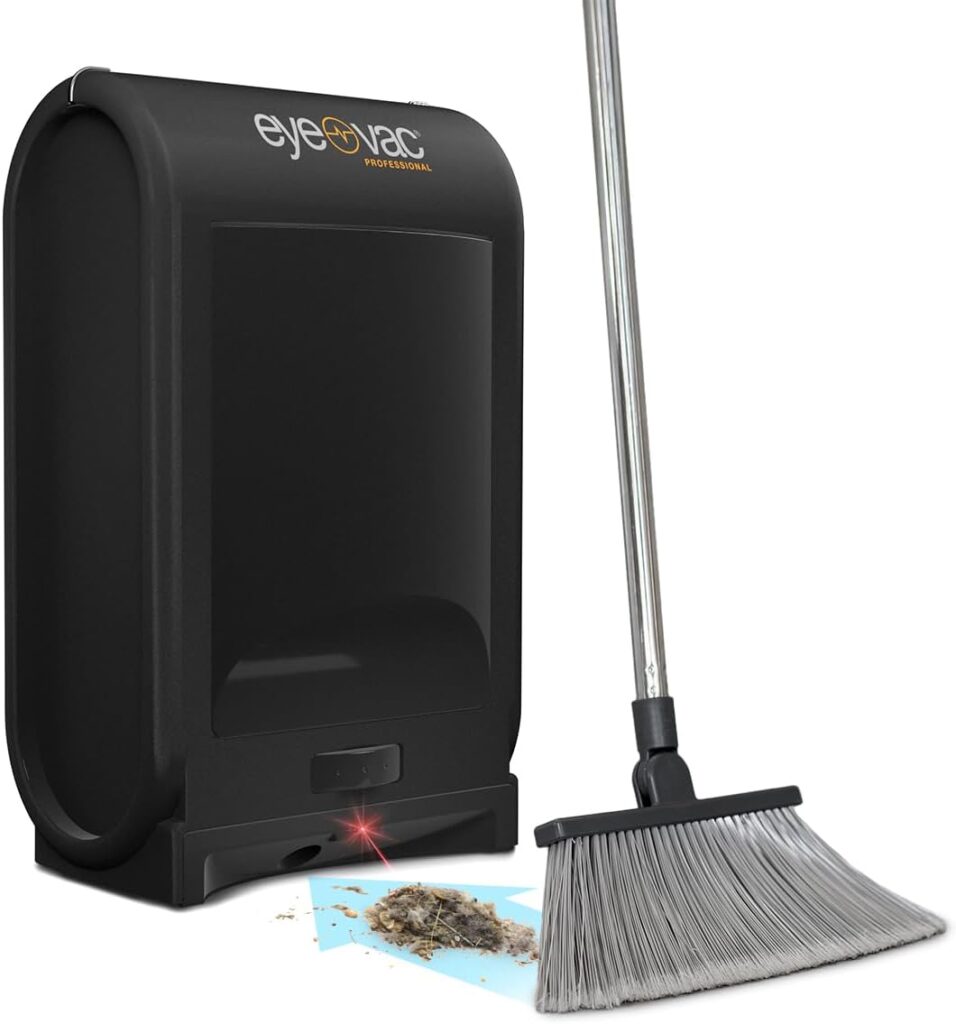 EyeVac Pro Touchless Vacuum Automatic Dustpan - Ultra Fast  Powerful - Great for Sweeping Salon Pet Hair Food Dirt Kitchen, Corded Canister Vacuum, Bagless, Automatic Sensors, 1400 Watt (Black)