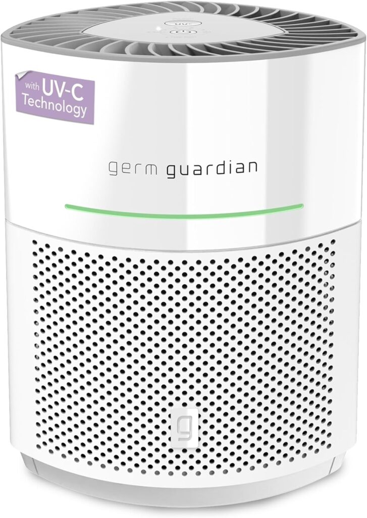 GermGuardian Airsafe+ Home Air Purifiers, HEPA Air Purifiers for Home, UV C Light, Air Quality Sensor, 360˚ HEPA Filter, Covers 1040 Sq.Ft, White AC3000W