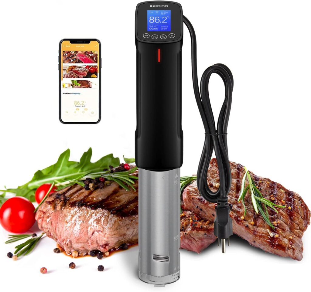 Inkbird WIFI Sous Vide Machine ISV-100W, 1000 Watts Sous-Vide Cooker Immersion Circulator with 14 Preset Recipes on APP  Calibration Function, Thermal Immersion, Fast-Heating with Timer |Best Gift