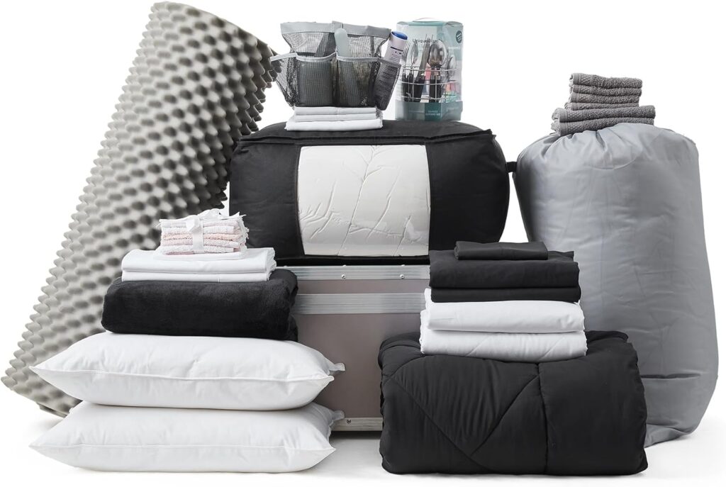 Ultimate College Dorm Supplies Pack - Twin XL - Black Color Set