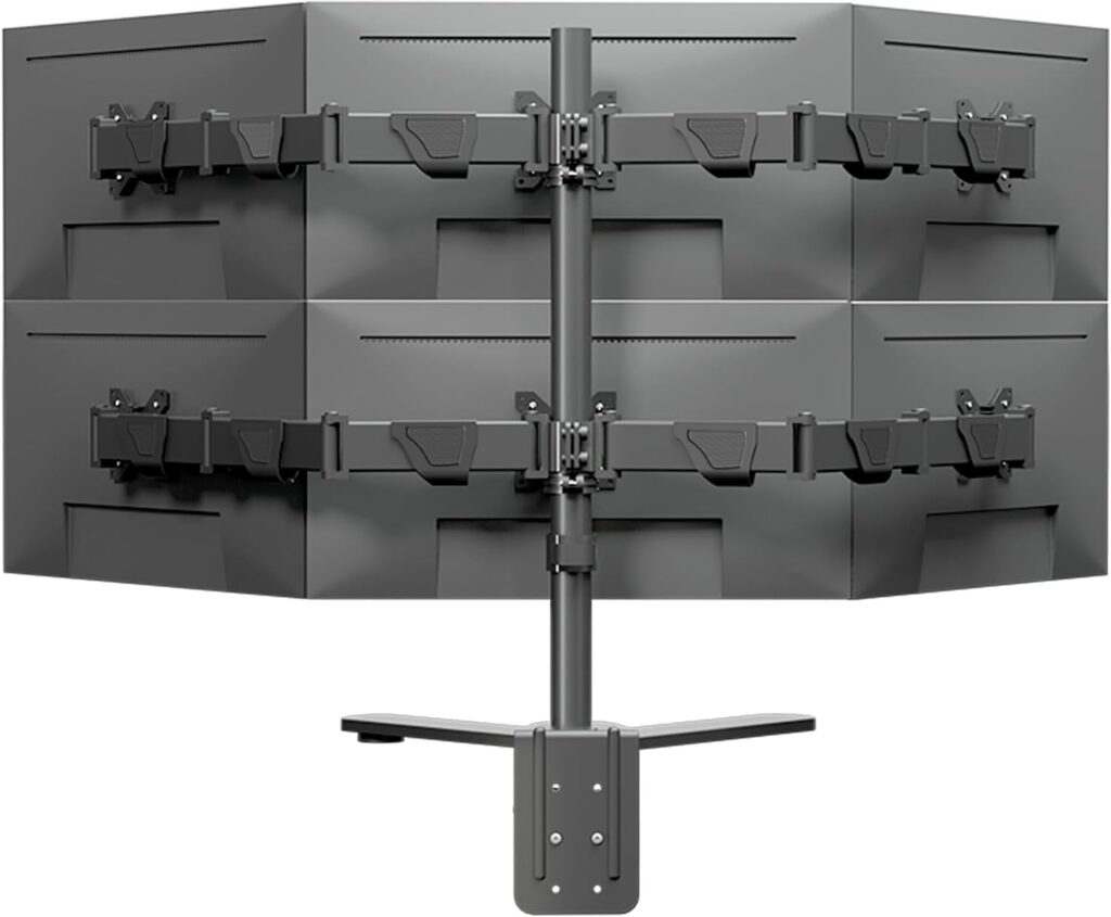 6 Six Monitor Desk Mount Arm, Fully Adjustable Six Monitor Stand Fits 6 Screens up to 32 inch, 19.8 lbs, Weight Capacity per Arm, Black X35-6