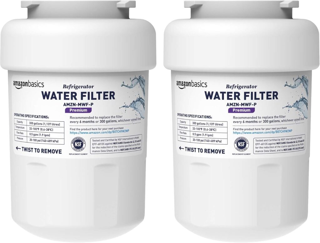 Amazon Basics AMZN-MWF-P2 Refrigerator Water Filter, 2 Count (Pack of 1)