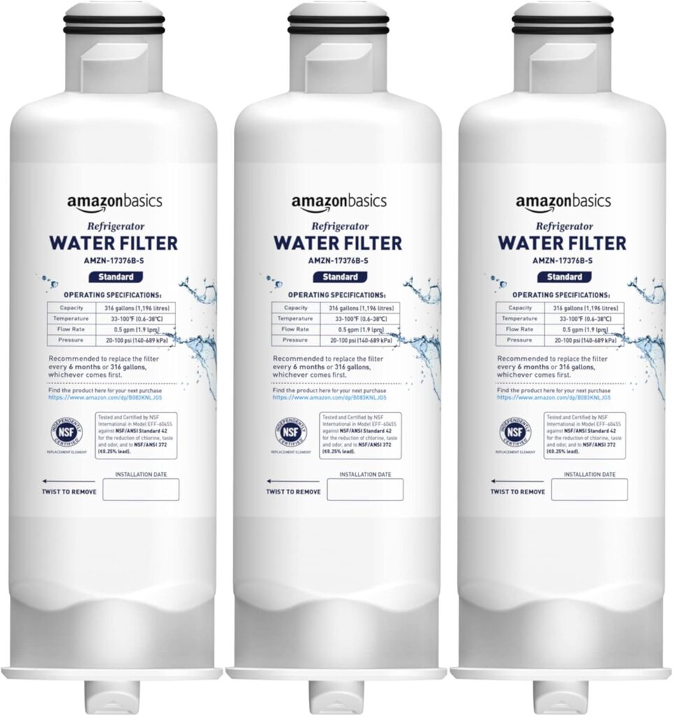 Amazon Basics Replacement Samsung DA97-17376B, HAF-QIN/EXP Refrigerator Water Filter, 3-Pack, Standard Filtration