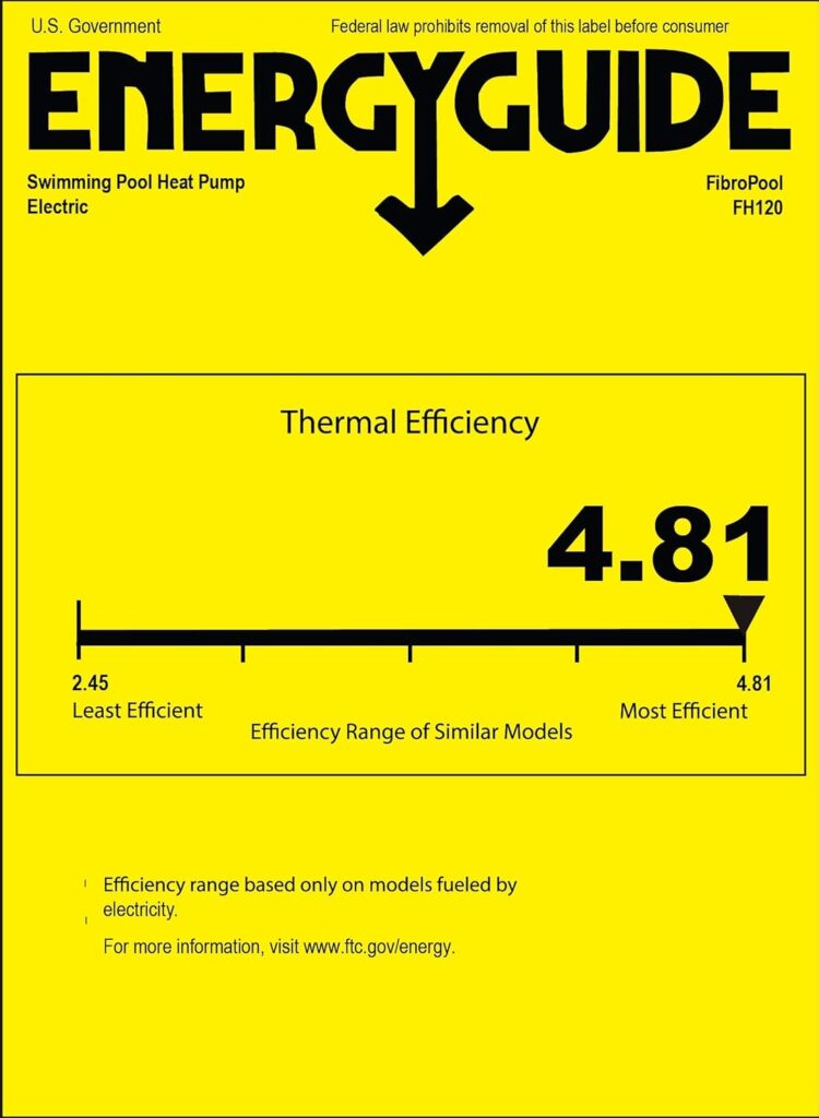 FibroPool Swimming Pool Heat Pump - FH120 20,000 BTU - for Above and In Ground Pools and Spas - High Efficiency, All Electric Heater - No Natural Gas or Propane Needed