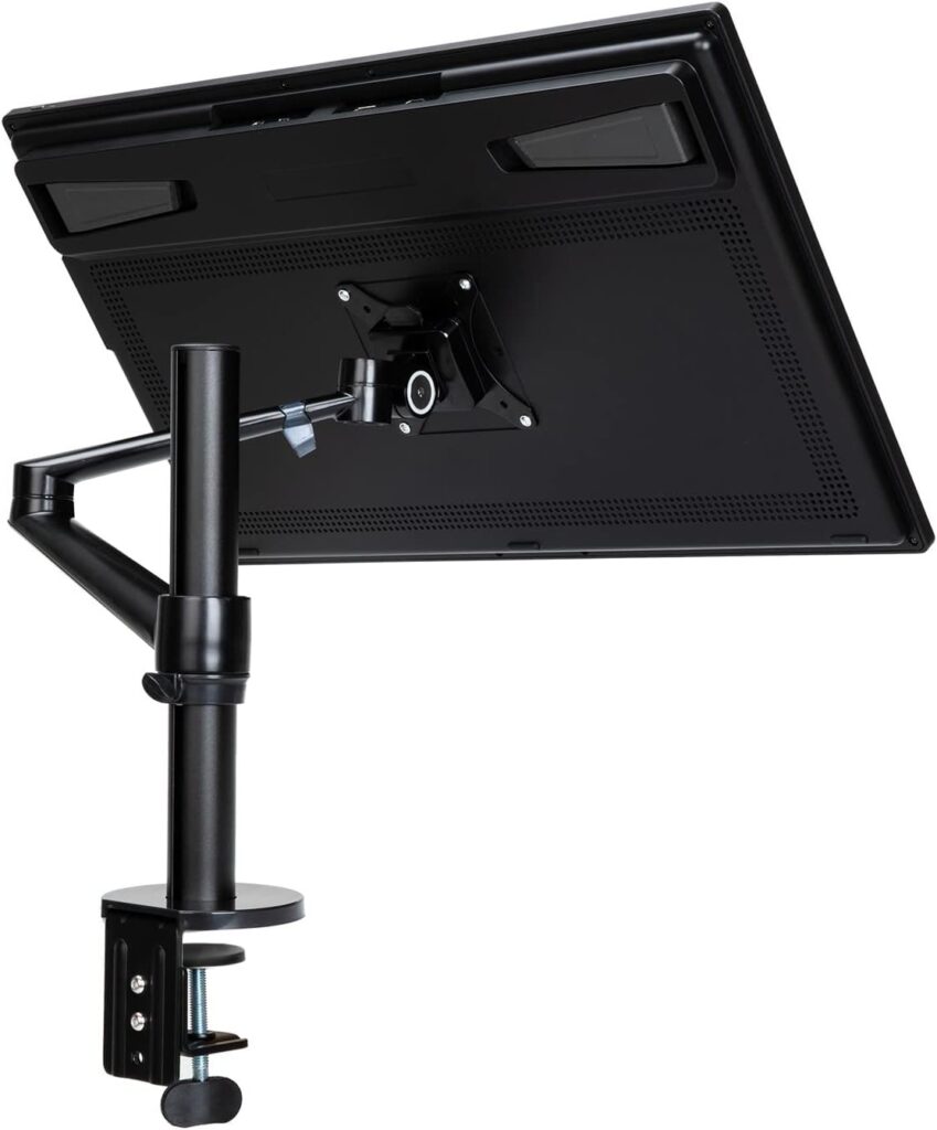 HUION Single Monitor Arm ST410, Heavy Duty Monitor Desk Mount with C-Clamp/Grommet Mounting Base, VESA Mount Bracket with Full Motion Swivel, Fully Adjustable Stand Supports Max 32 Inch 17.6lbs Screen