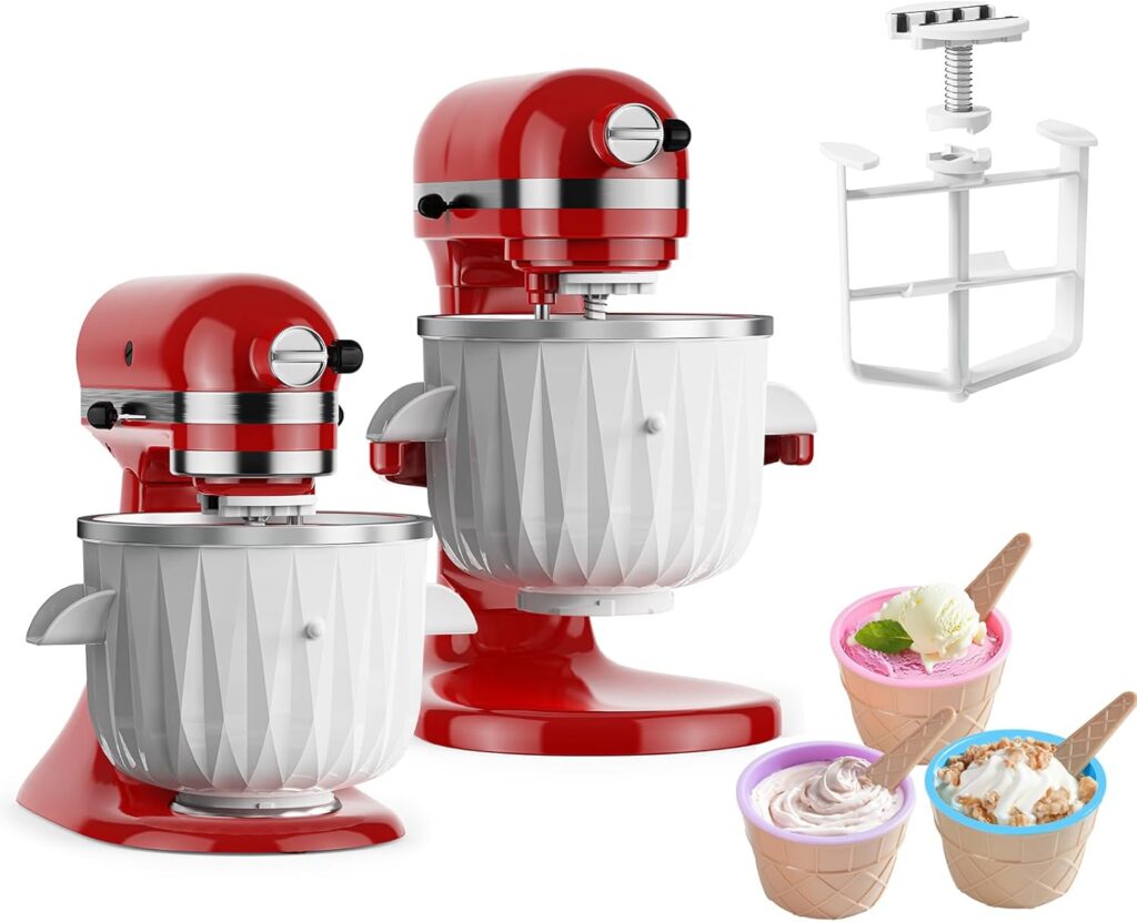 Ice Cream Maker Attachment for KitchenAid Stand Mixer, Compatible with KitchenAid 4.5 QT and Larger Stand Mixers, Frozen Yogurt Maker, Kitchen Aid Accessories and Attachments by TPGSING