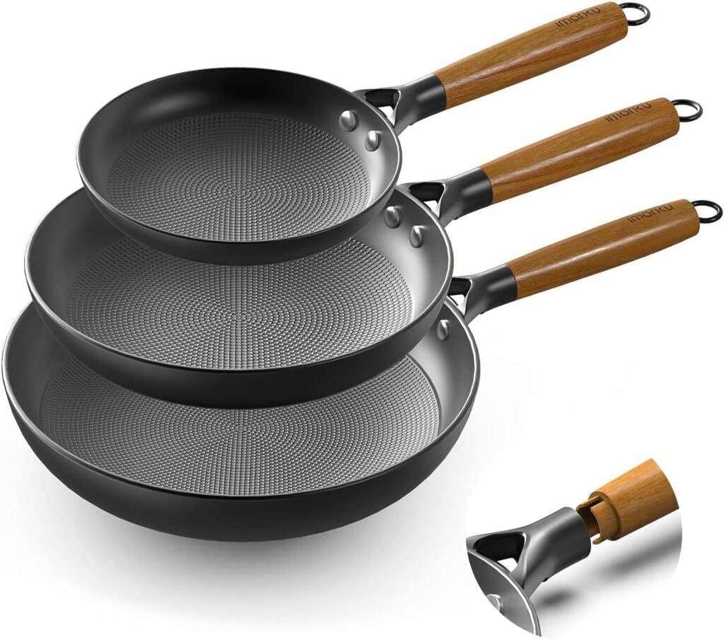 imarku Non Stick Frying Pans - 81012 Inch Cast Iron Skillets Professional Cast Iron Pan Dishwasher Safe Nonstick Frying Pan Set, Detachable Handle