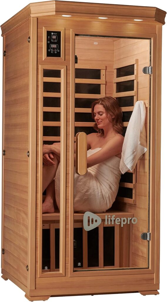 LifePro Infrared Sauna with Therapeutic Stones| Red Light Therapy Sauna l 1 Person Infrared Sauna Sauna Bed |Personal Infrared Saunas for Home l Indoor Dry Sauna