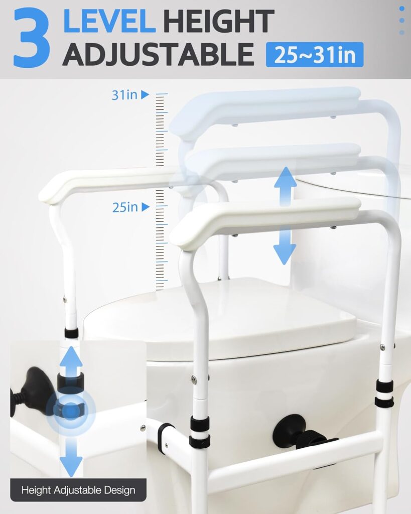 Sangohe Toilet Safety Rails - Toilet Safety Frame for Elderly - Toilet Brace for Elderly - Handicap Toilet Seat with Handles - Toilet Bars for Elderly and Disabled, 502D-A