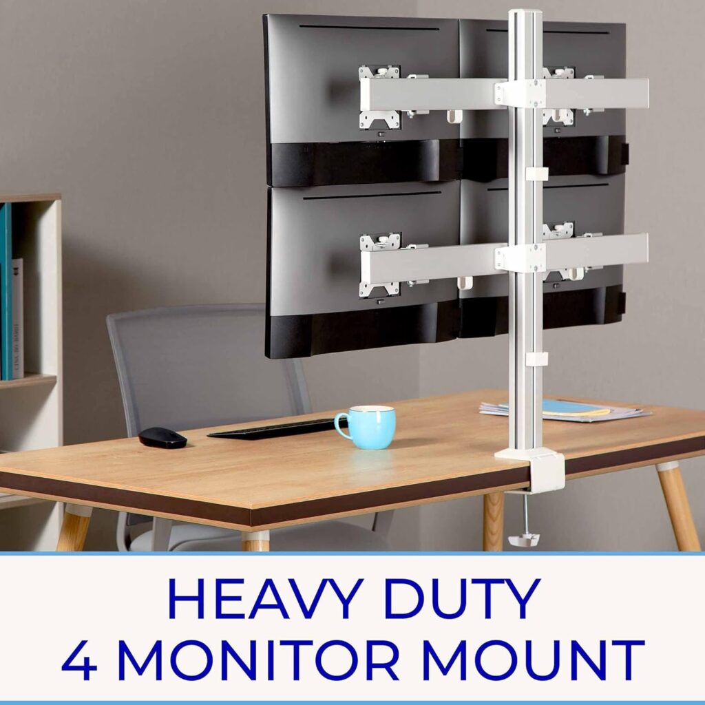 Stand Steady 6 Monitor Mount Desk Setup - Heavy-Duty Height Adjustable Monitor Stand, Swivel Arm with Clamp-On Base, 6 Screen VESA Mount Fits Most LCD/LED Monitors 17-32 in. (Silver, 6 Mounts)